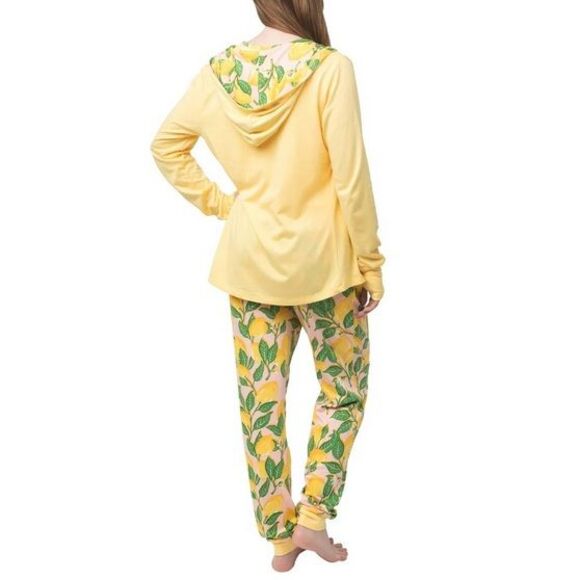 NWOT Munki Munki Ladies 3 Piece Lounge Set - Yellow Lemons - XL - Picture 2 of 3